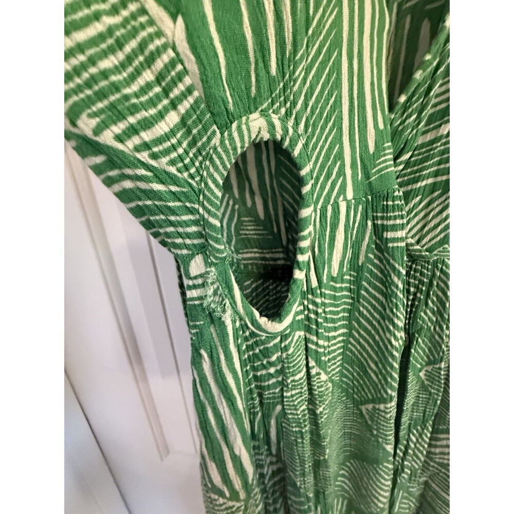 Band of the free Paita Jumpsuit Green White Striped M Sleeveless Pockets V-Neck - Picture 4 of 7